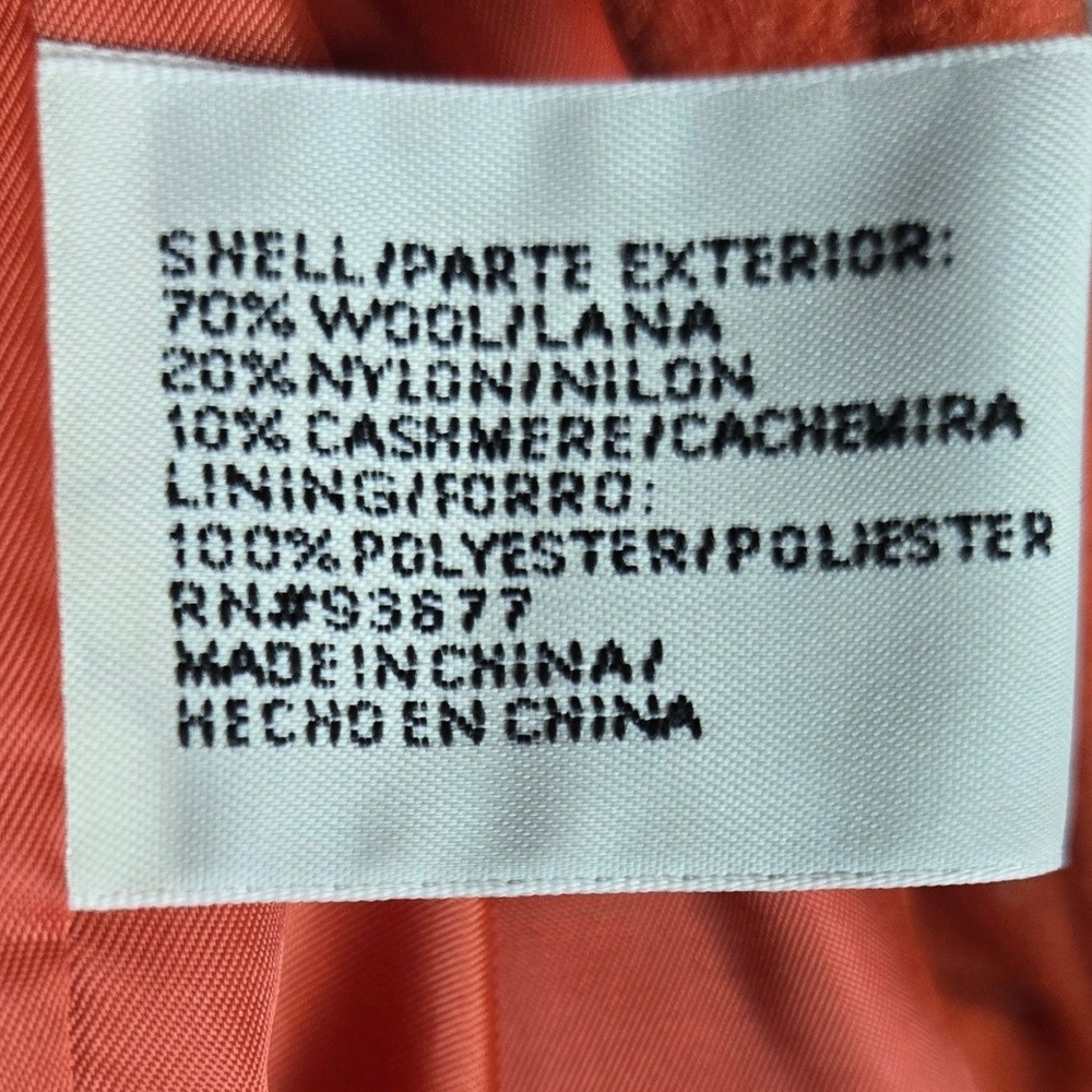 St. John's Bay Women's Medium Orange Wool Cashmere Peacoat Double Breasted - Picture 5 of 7